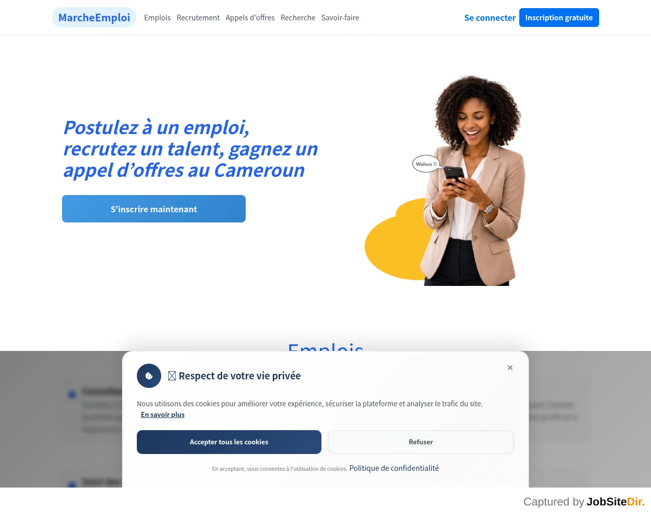 Marché Emploi Cameroun screenshot Marché Emploi Cameroun website screenshot