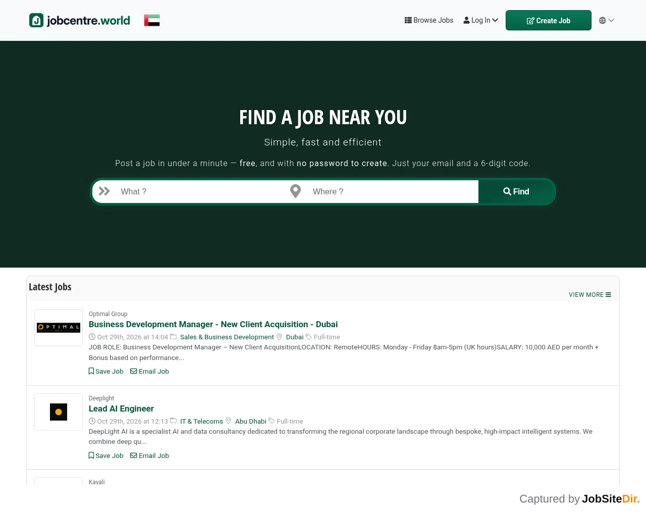 JobCentre screenshot JobCentre website screenshot