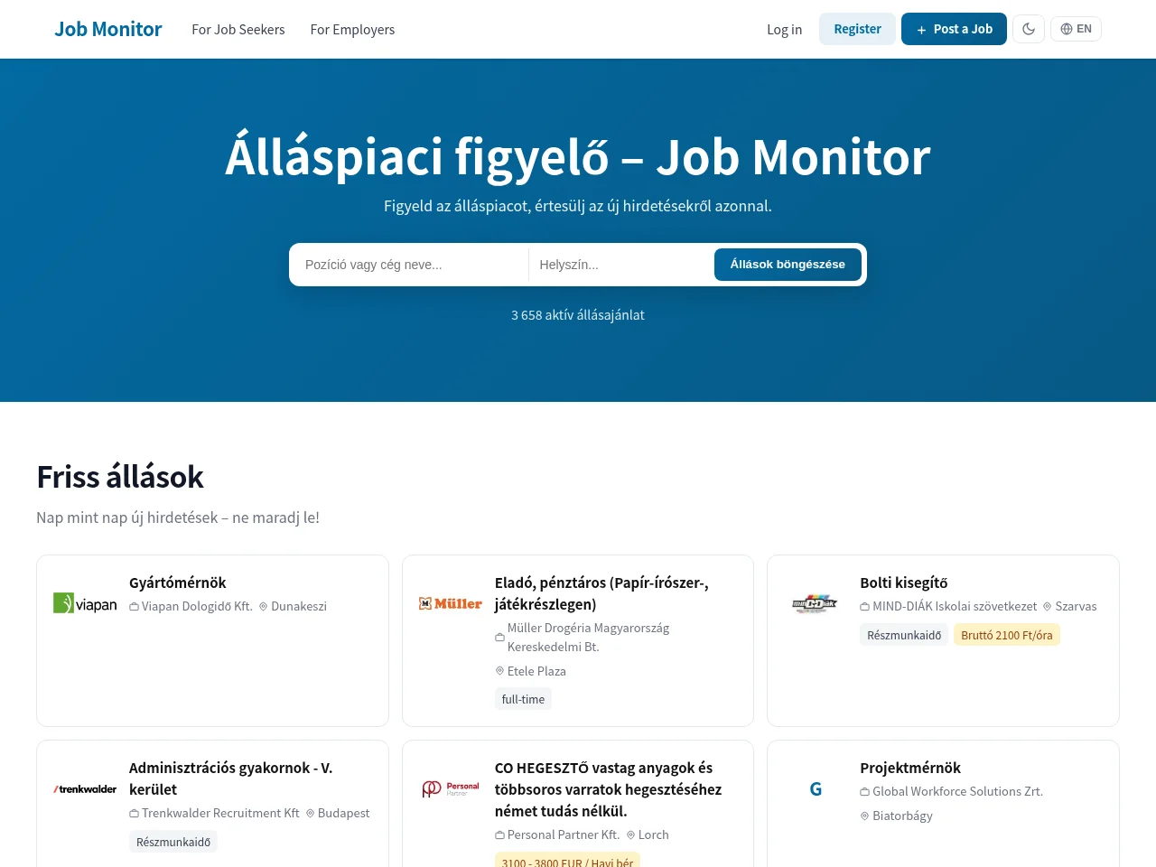 Job Monitor website screenshot