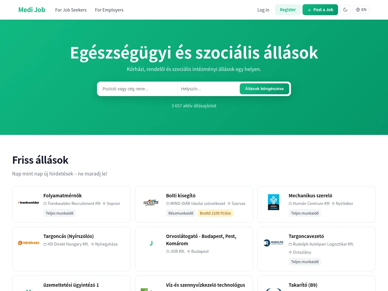 Medi Job website screenshot