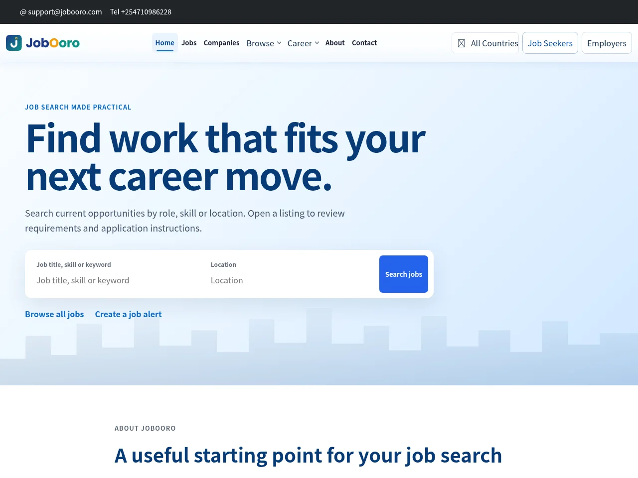 Jobooro website screenshot
