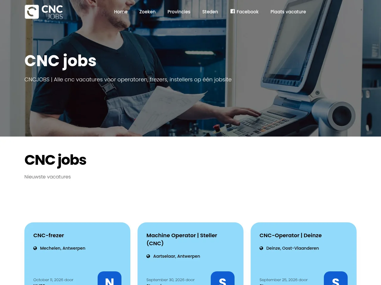 CNC JOBS website screenshot