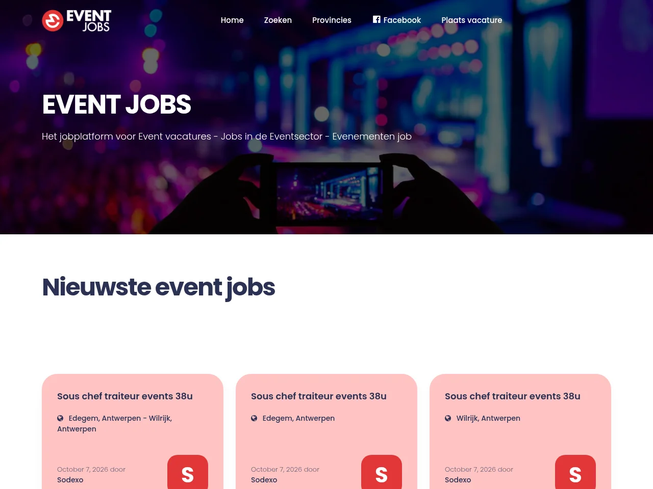 EVENT JOBS website screenshot
