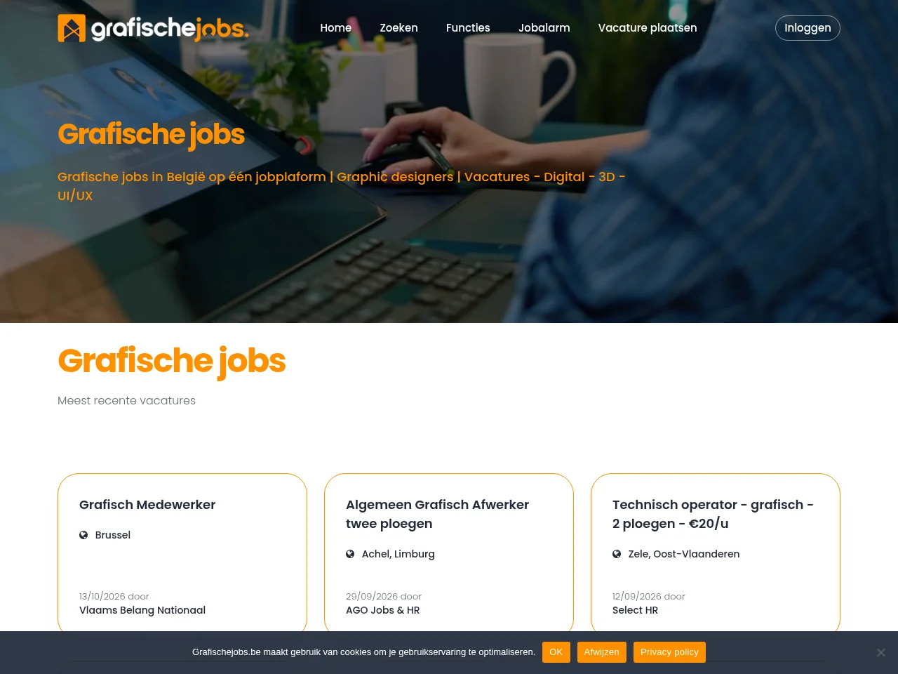 Grafische Jobs screenshot Grafische Jobs website screenshot