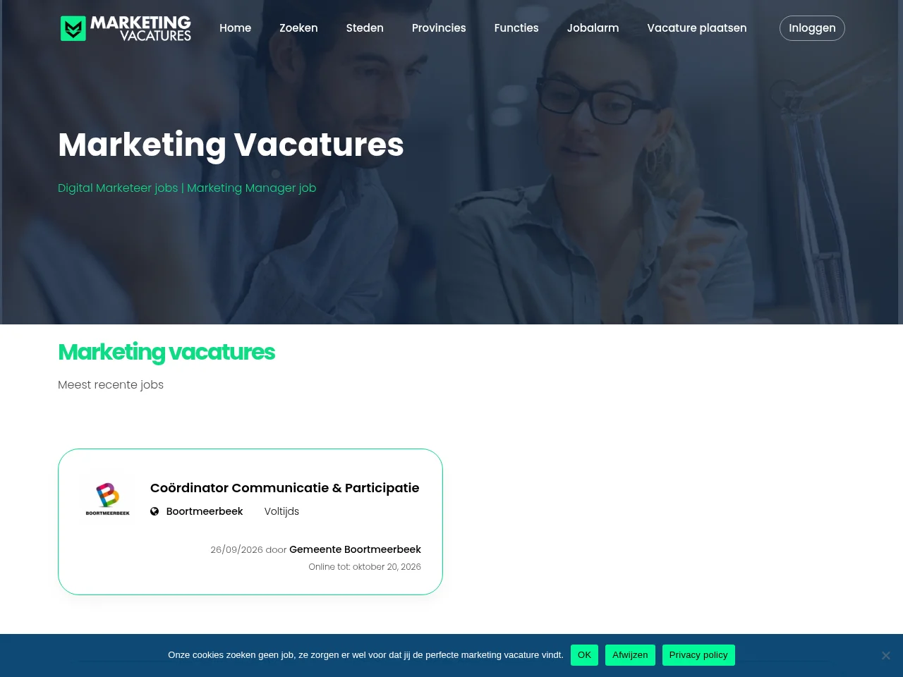 Marketing Vacatures screenshot Marketing Vacatures website screenshot