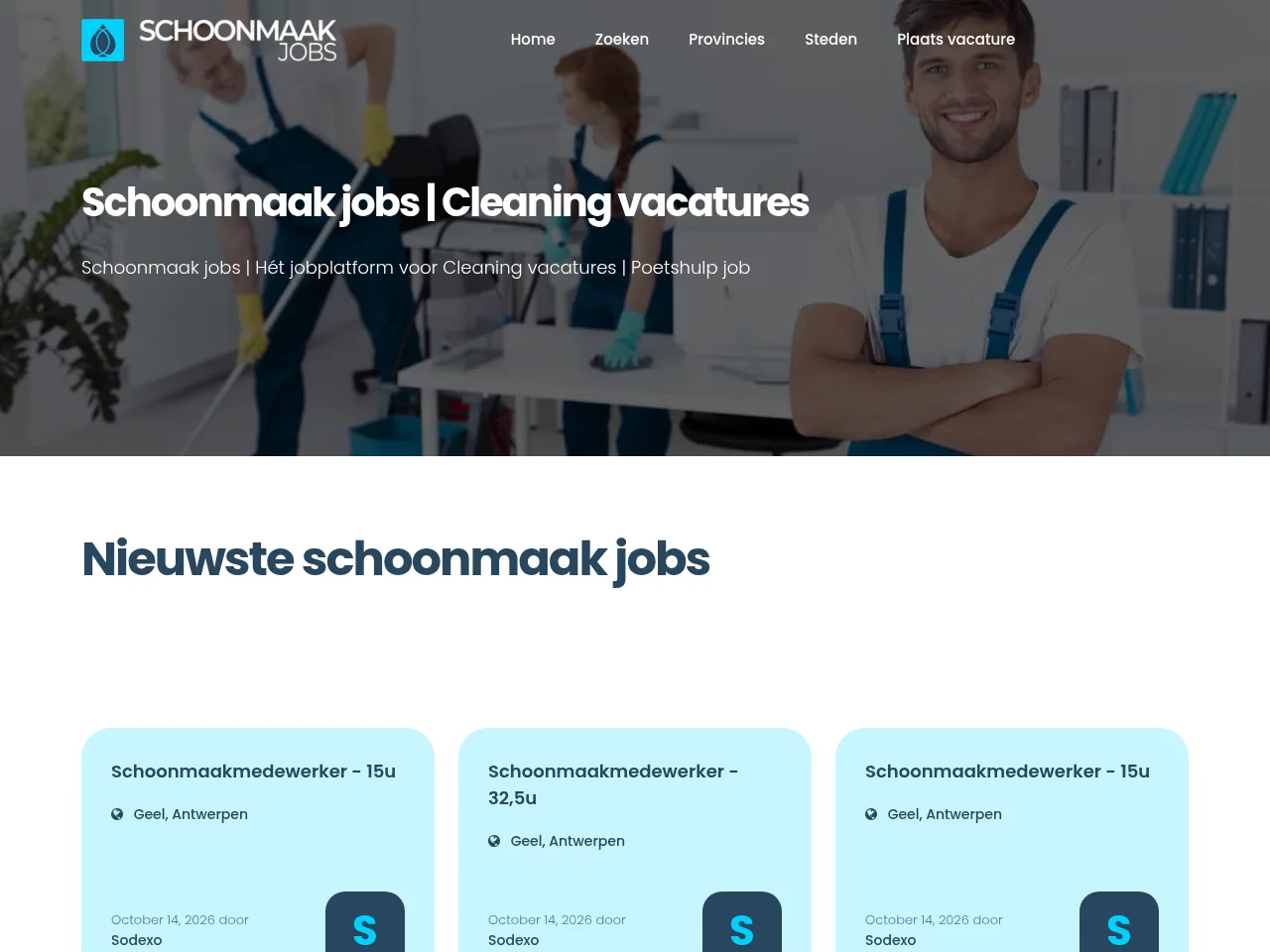 Schoonmaakjobs website screenshot