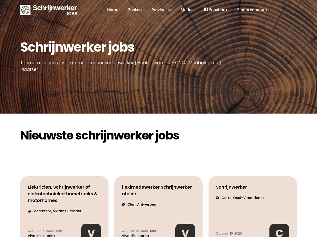 Schrijnwerkerjobs screenshot Schrijnwerkerjobs website screenshot