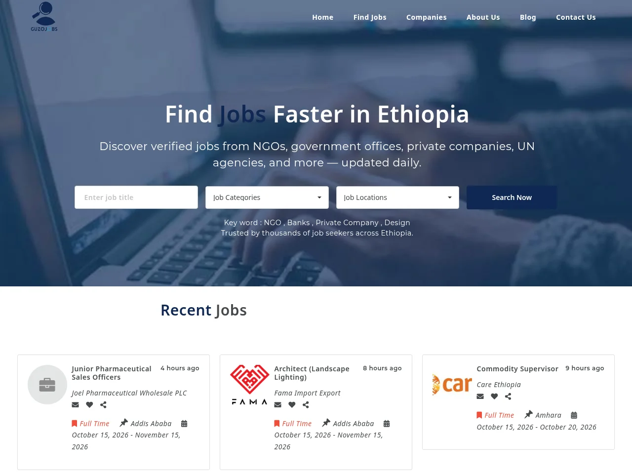 GuzoJobs website screenshot