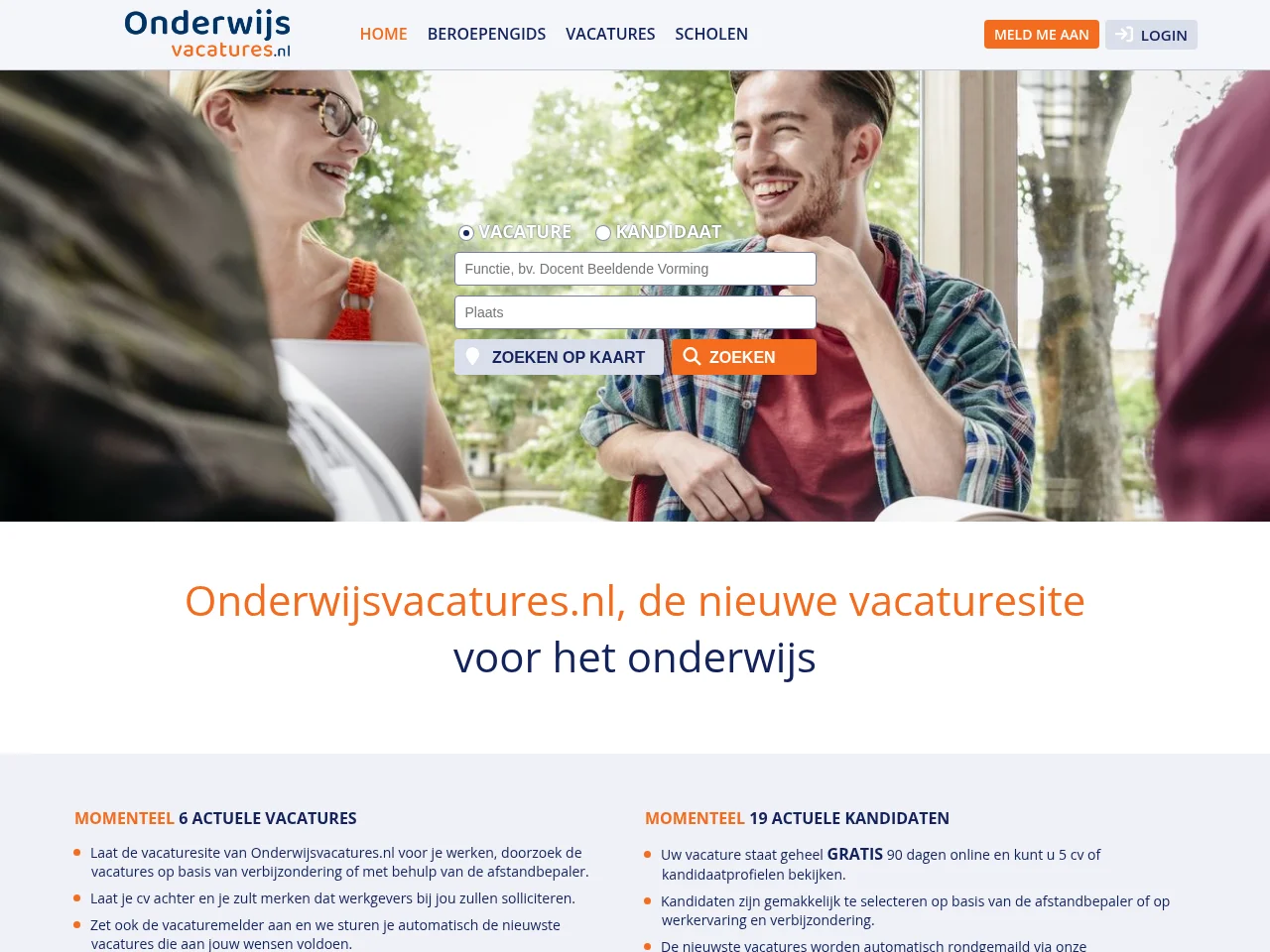 Onderwijsvacatures website screenshot