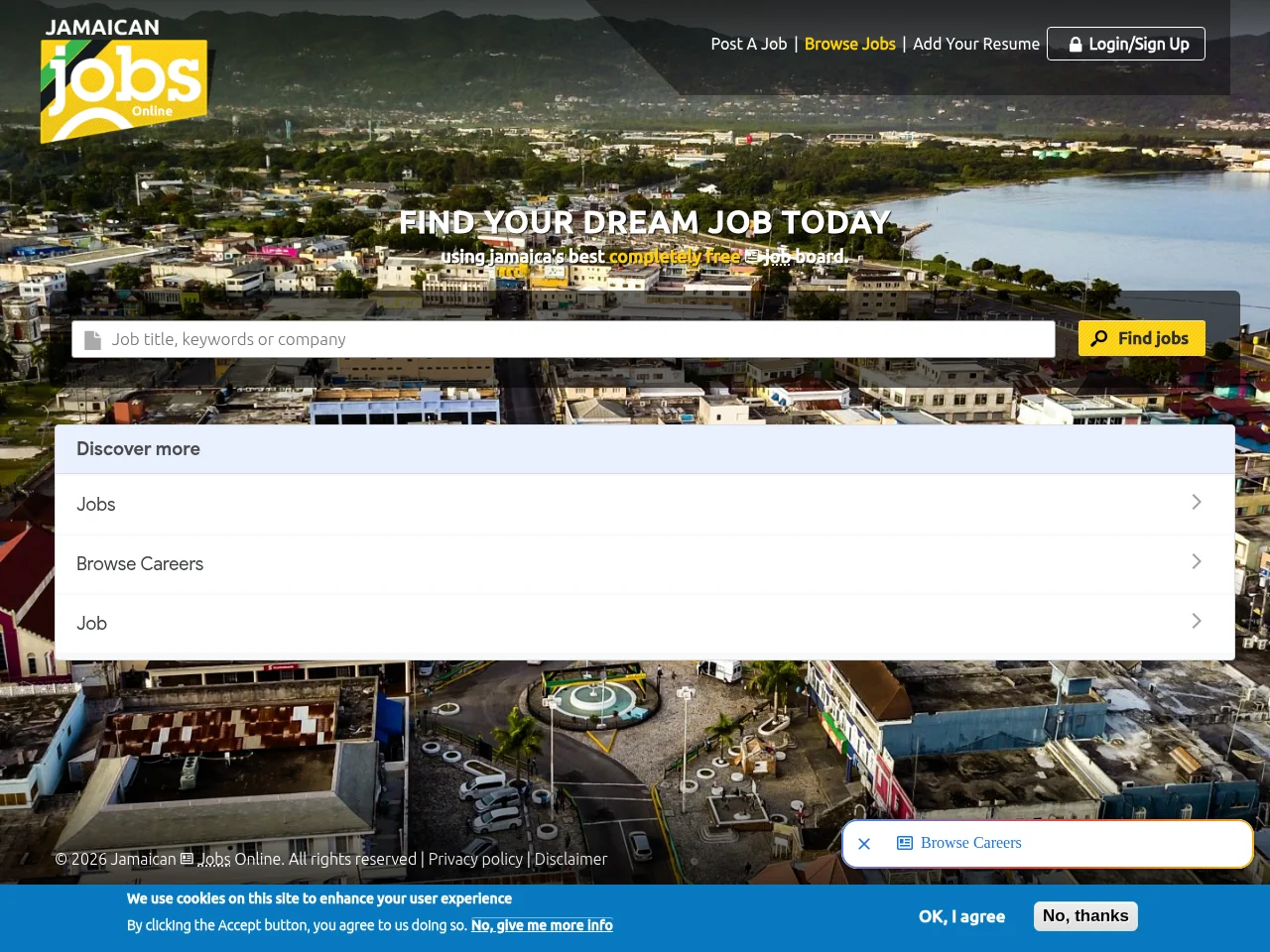 Jamaican Jobs Online website screenshot