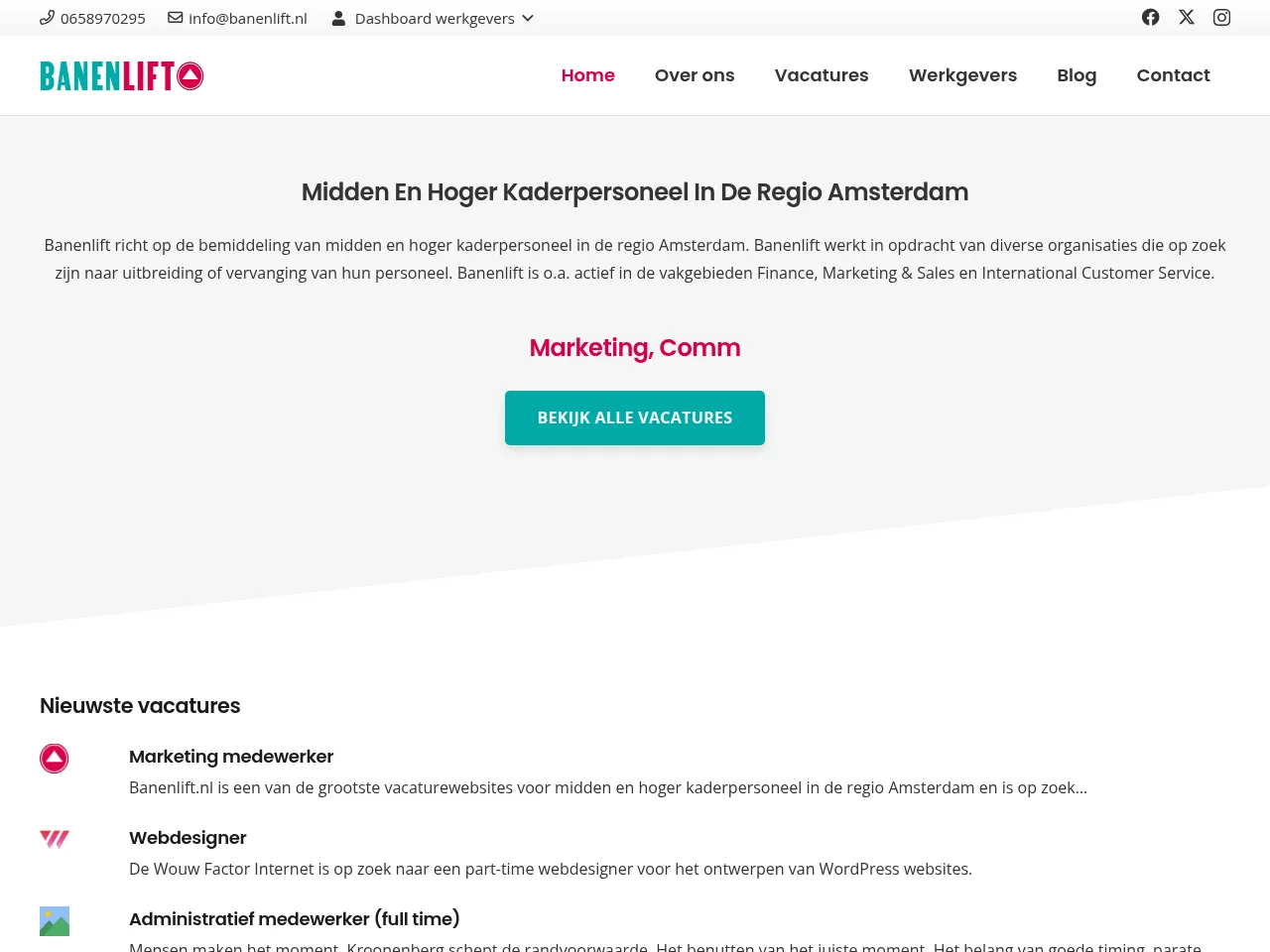 Banenlift website screenshot