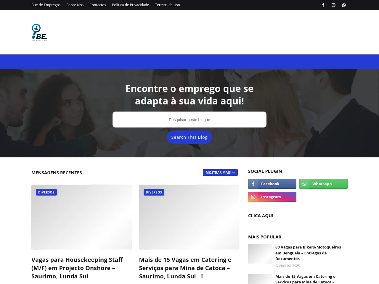 Bué de Empregos website screenshot