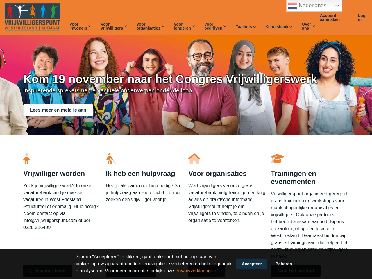 Vrijwilligerspunt screenshot Vrijwilligerspunt website screenshot