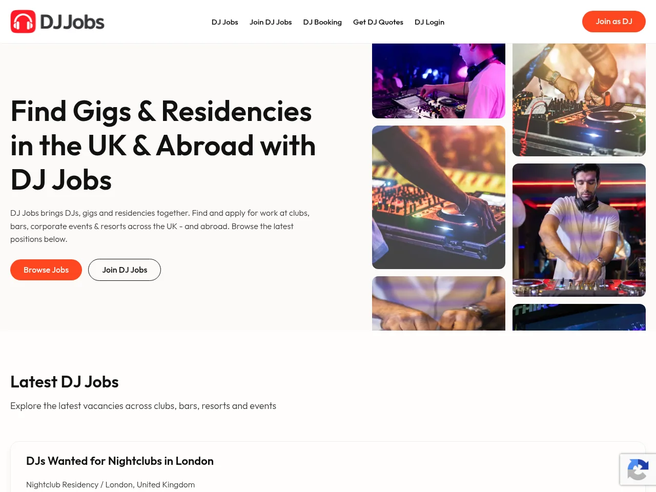 DJ Jobs website screenshot