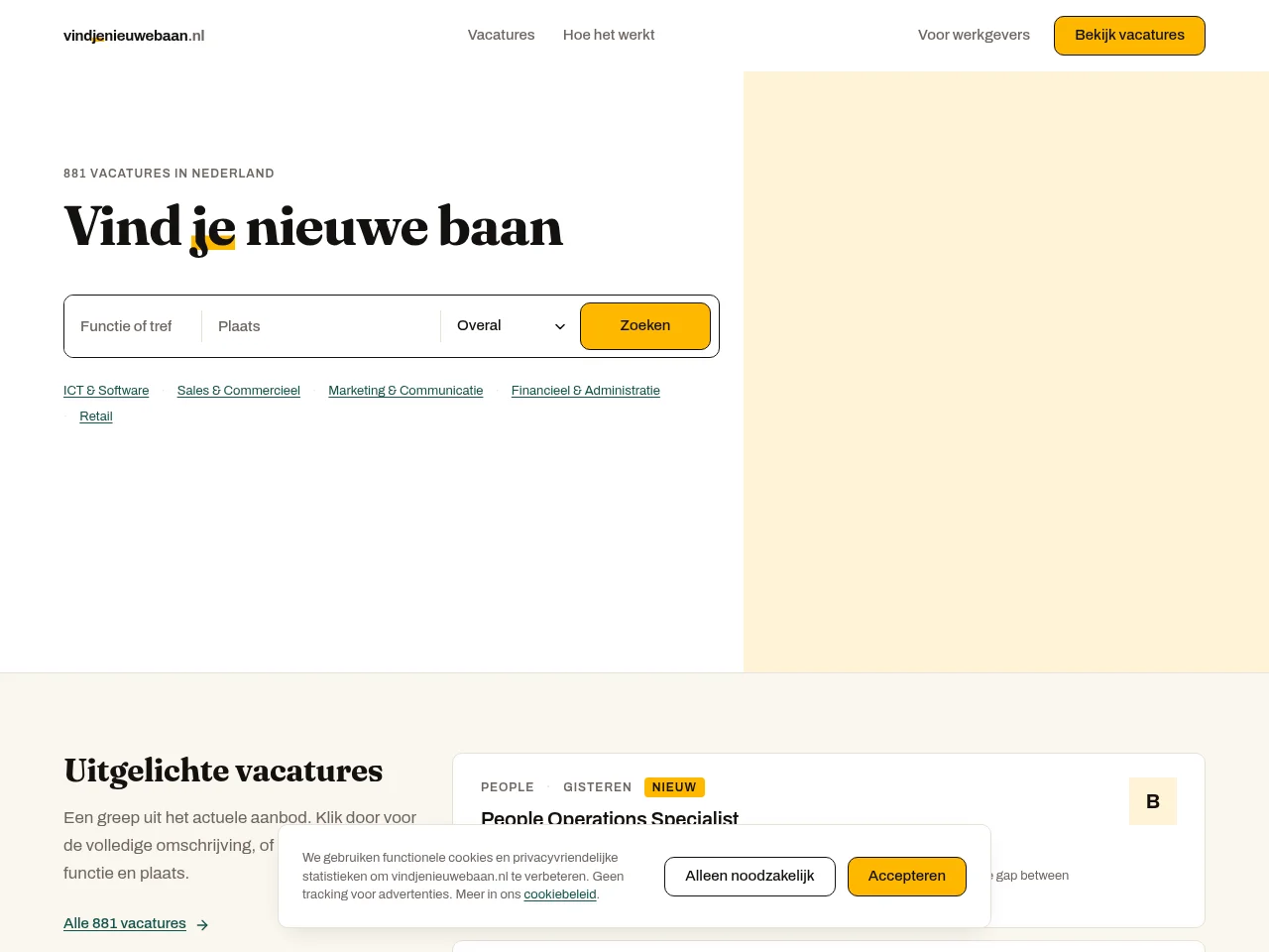 vindjenieuwebaan website screenshot