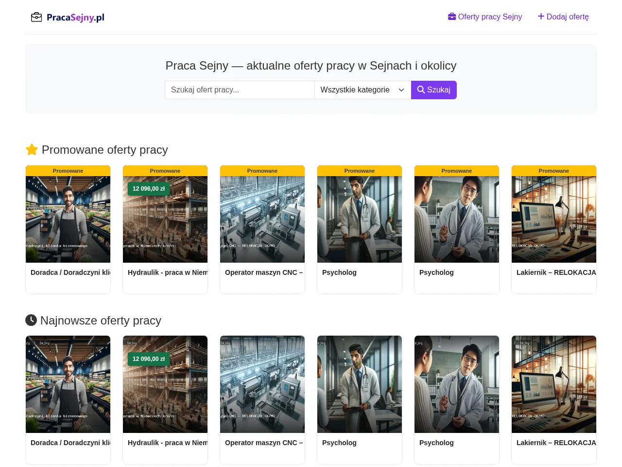 Praca Sejny website screenshot