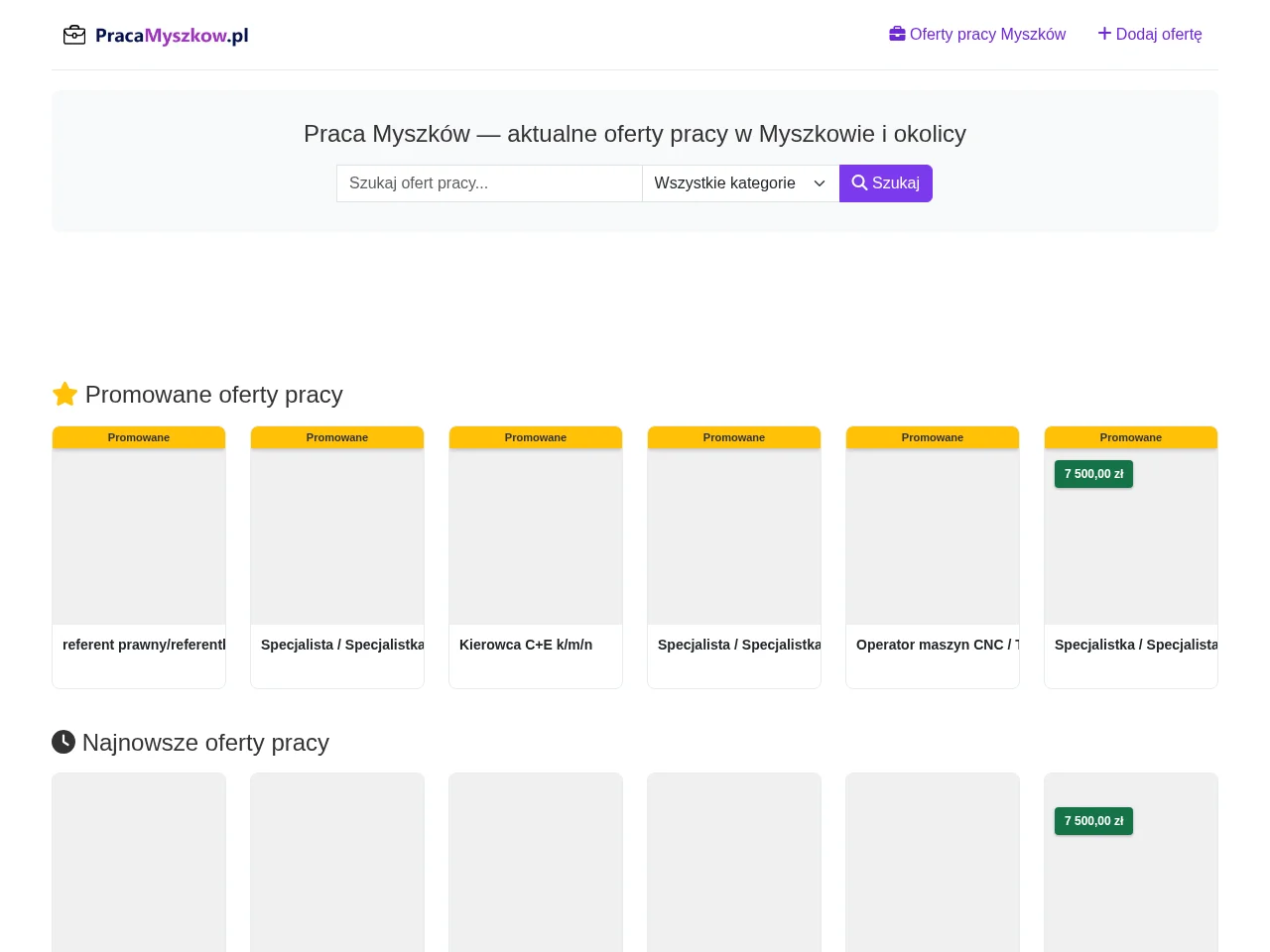 Praca Myszków website screenshot