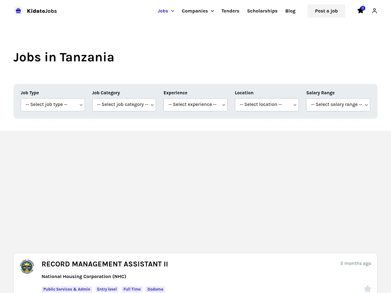 Kidato Jobs screenshot Kidato Jobs website screenshot