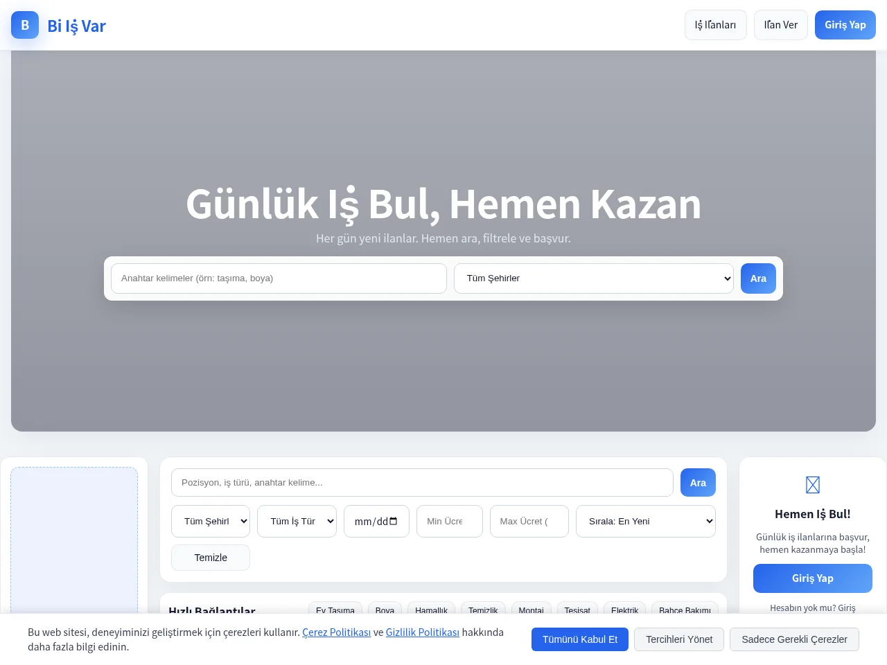 Bi İş Var screenshot Bi İş Var website screenshot