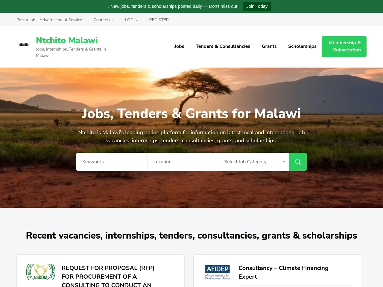 Ntchito Malawi screenshot Ntchito Malawi website screenshot