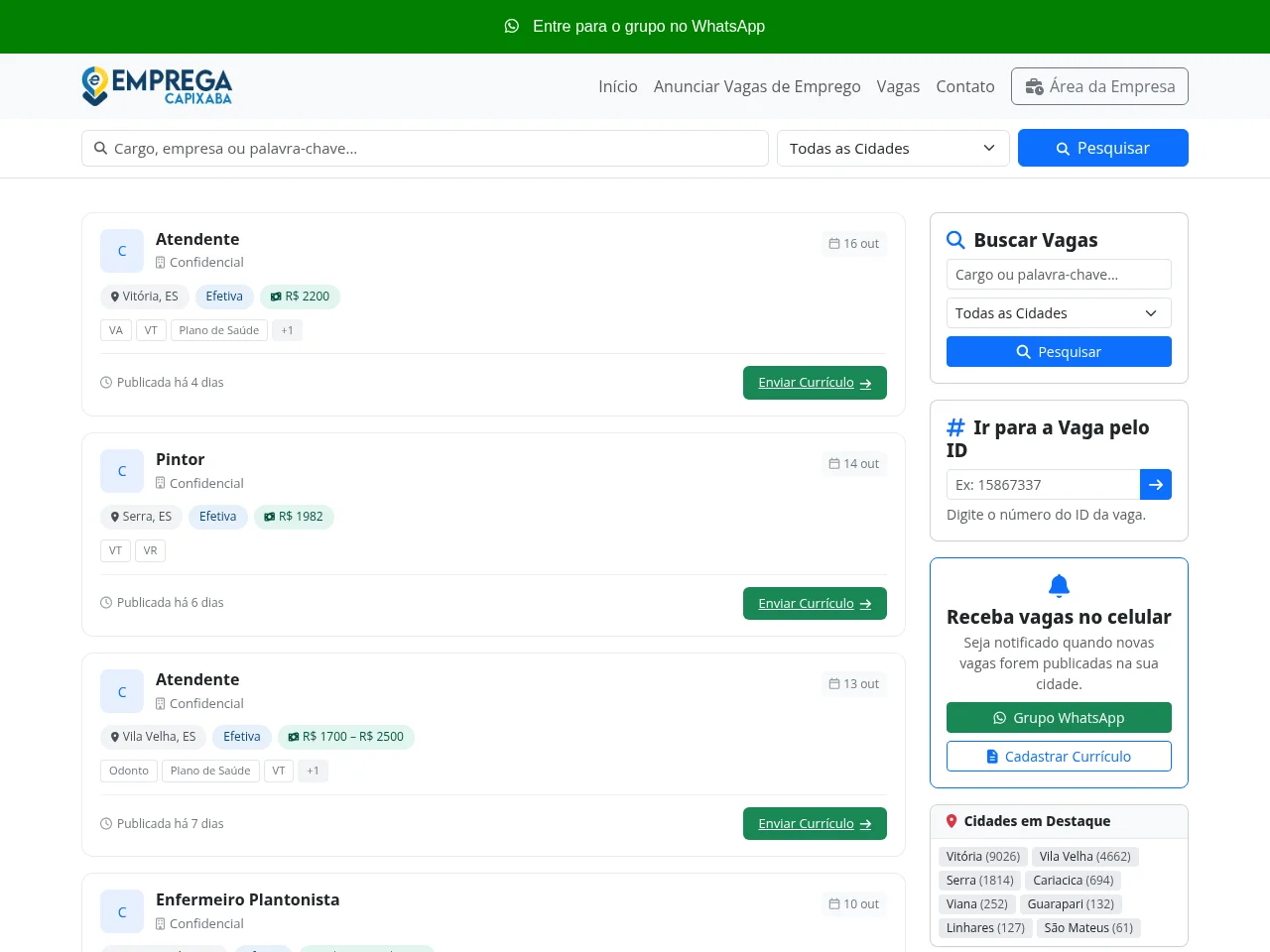 Emprega Capixaba screenshot Emprega Capixaba website screenshot