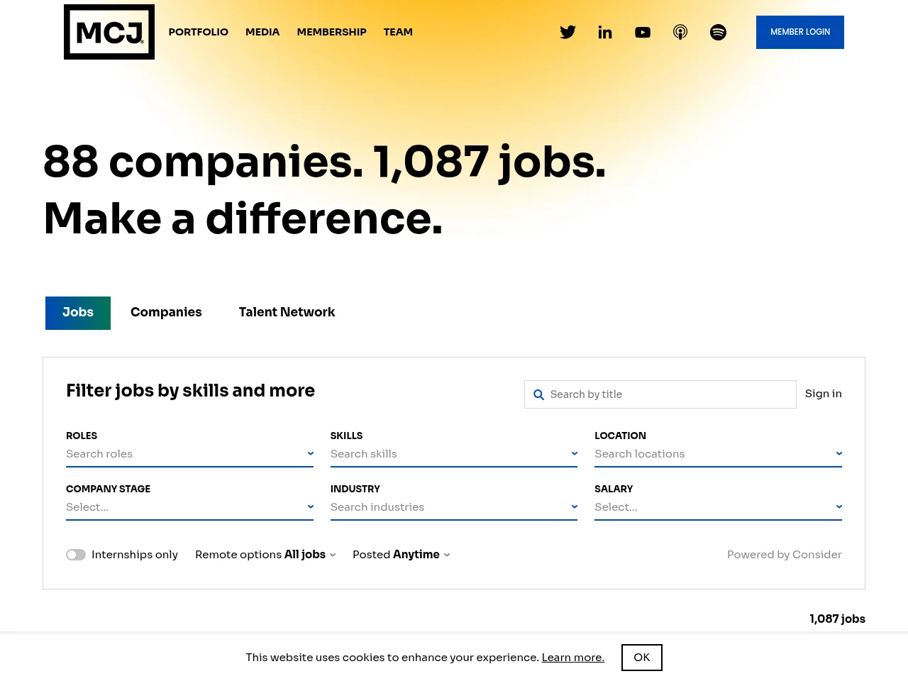 MCJ Companies Jobs website screenshot