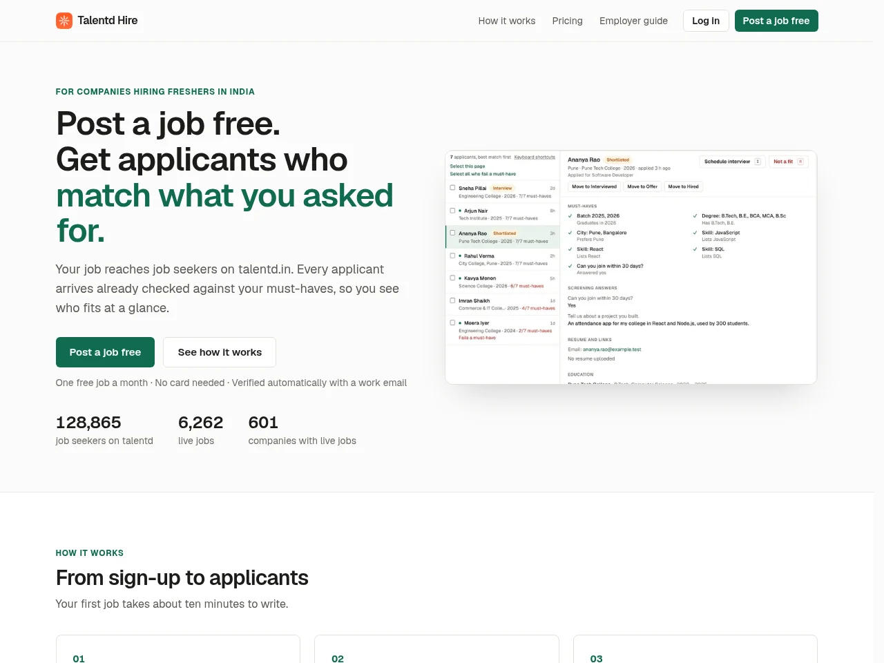 Talentd Hire website screenshot