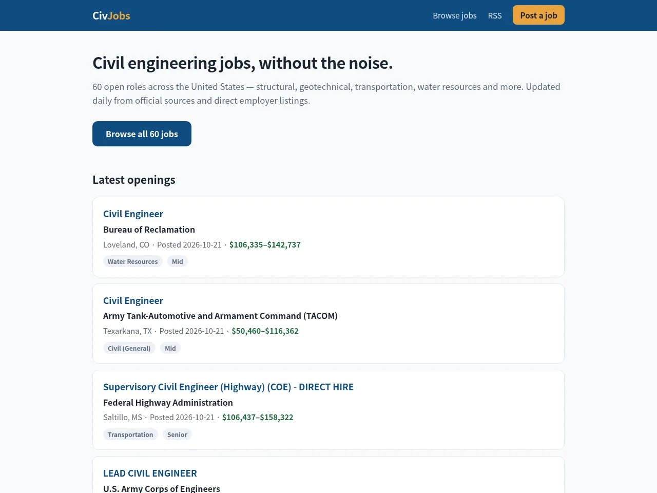 CivJobs screenshot CivJobs website screenshot