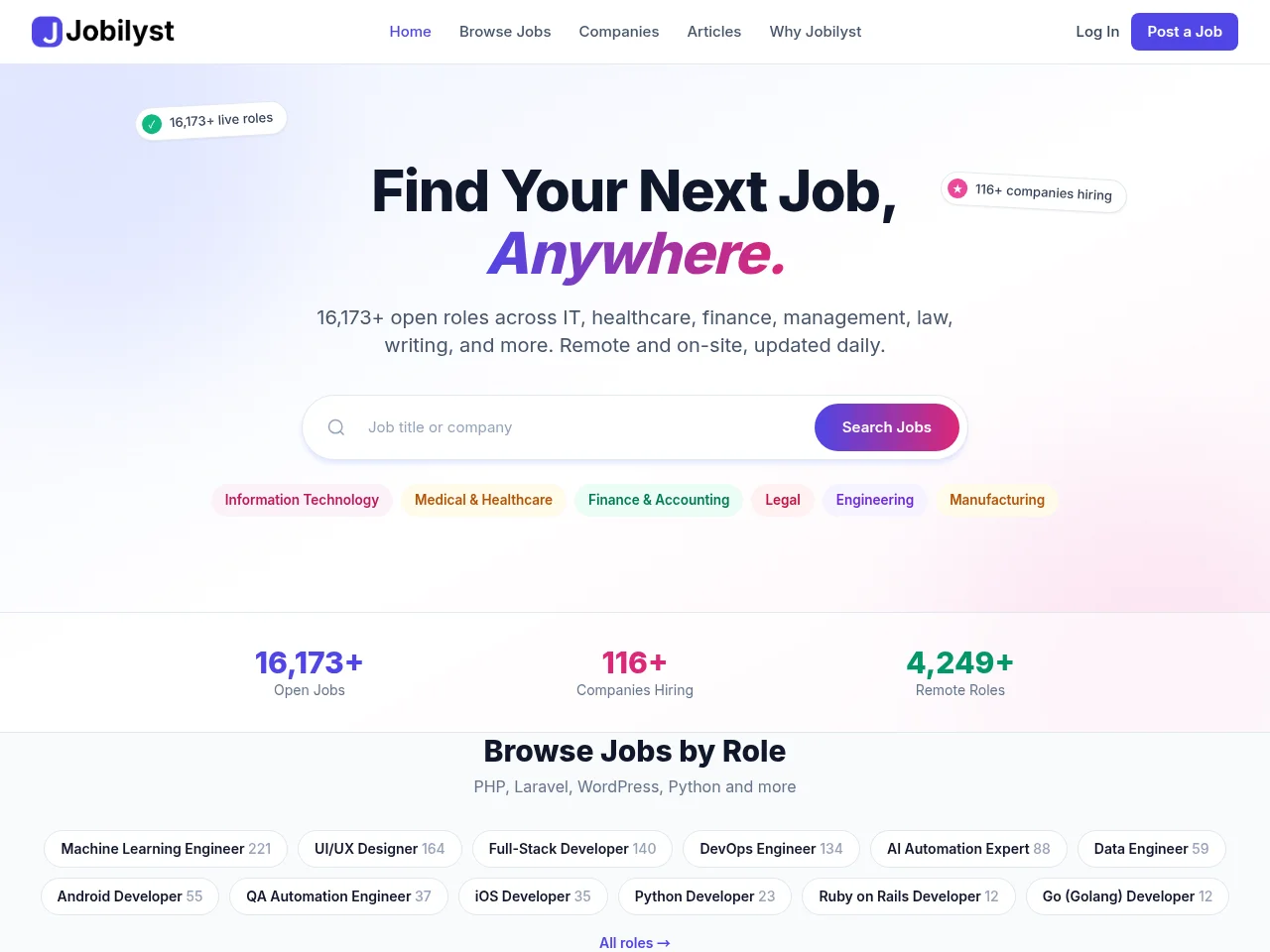Jobilyst screenshot Jobilyst website screenshot