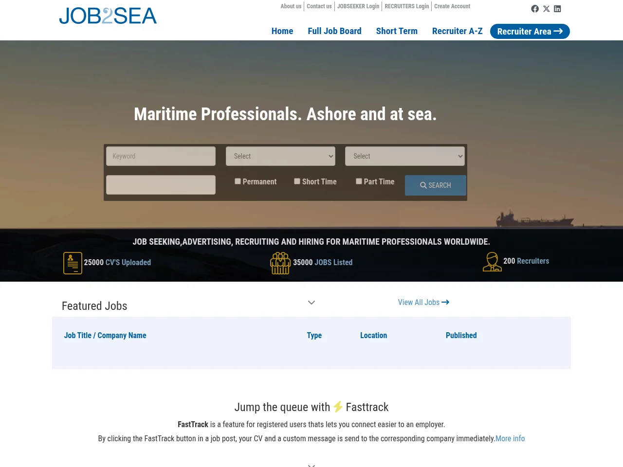 Job2Sea website screenshot