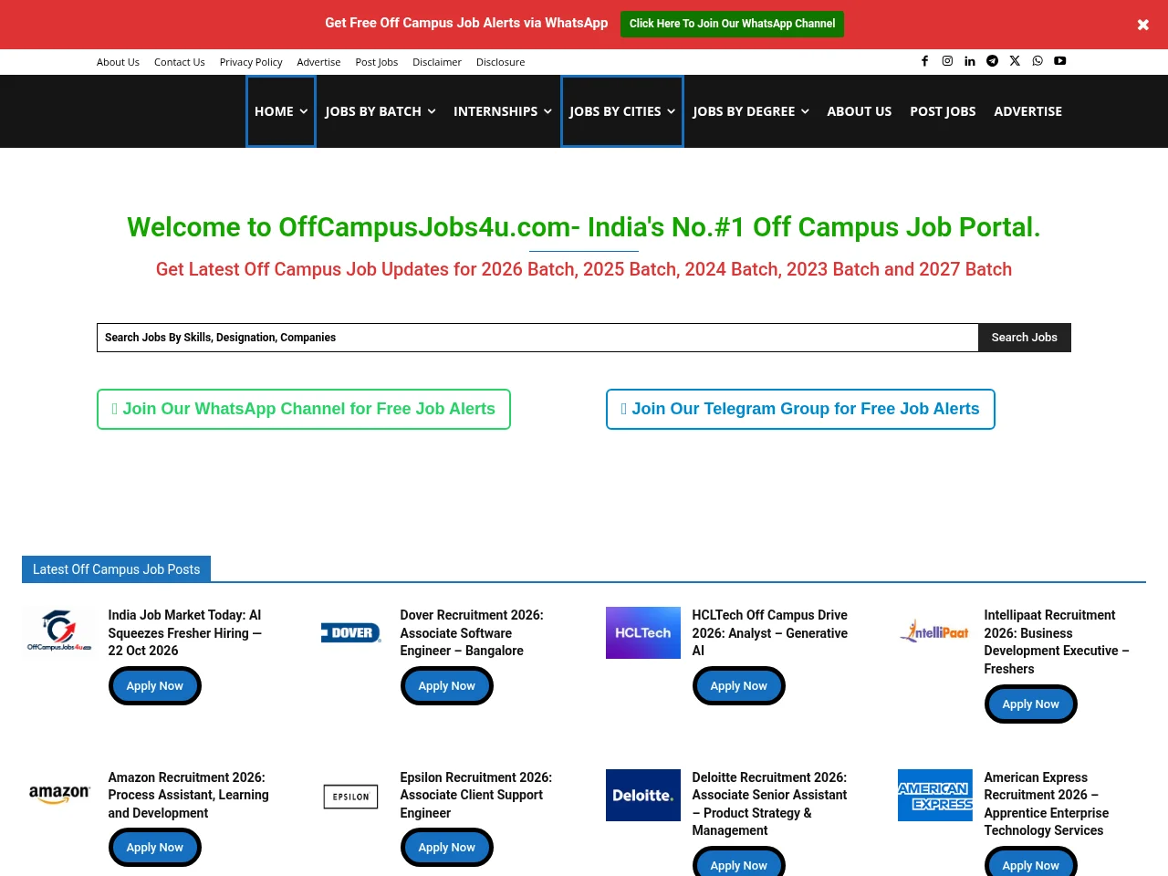 OffCampusJobs4u website screenshot