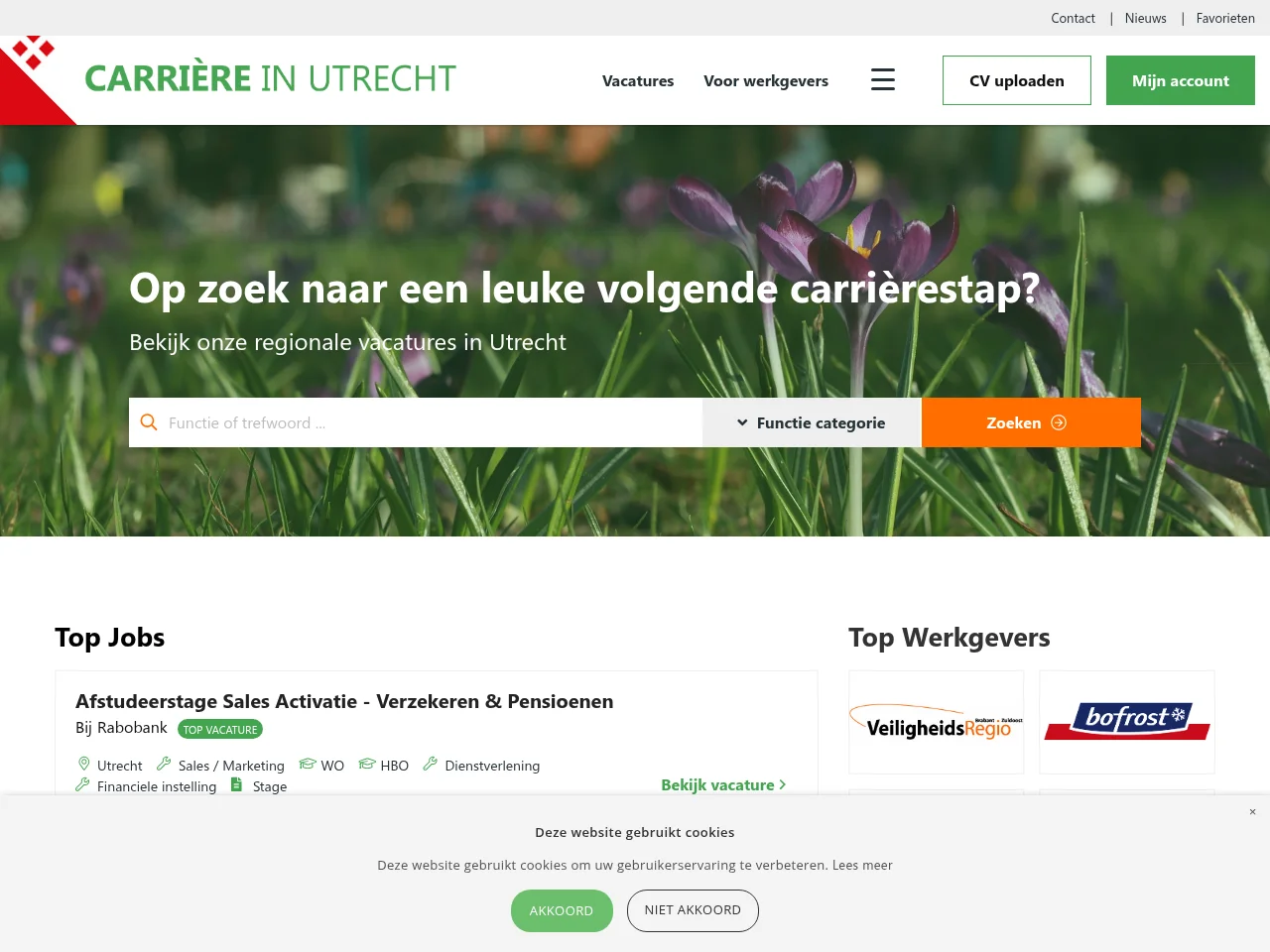 Carrière in Utrecht website screenshot