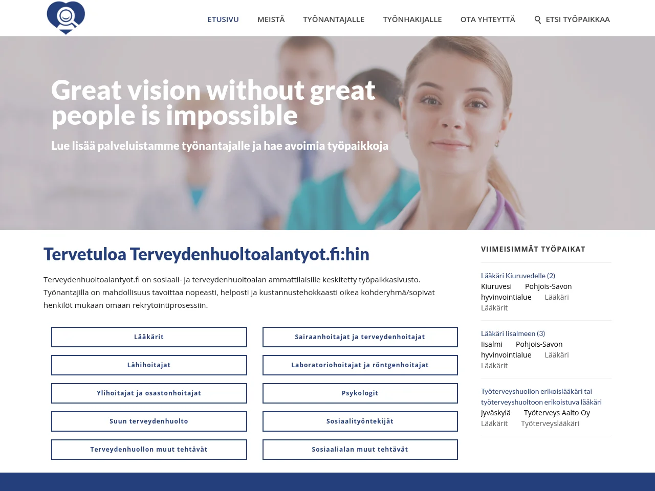 Terveydenhuoltoalantyot screenshot Terveydenhuoltoalantyot website screenshot