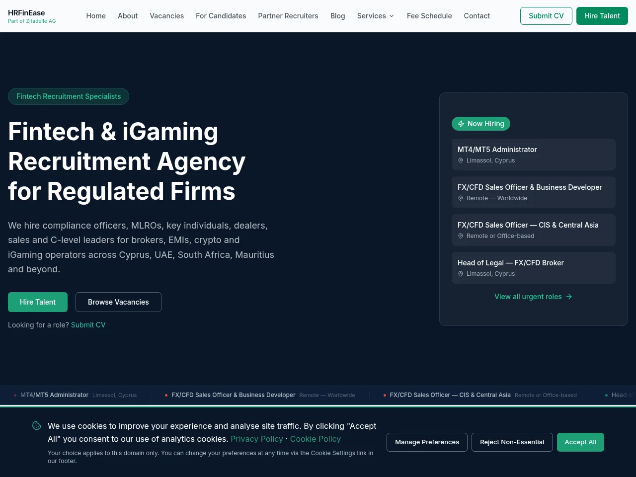 HRFinEase website screenshot