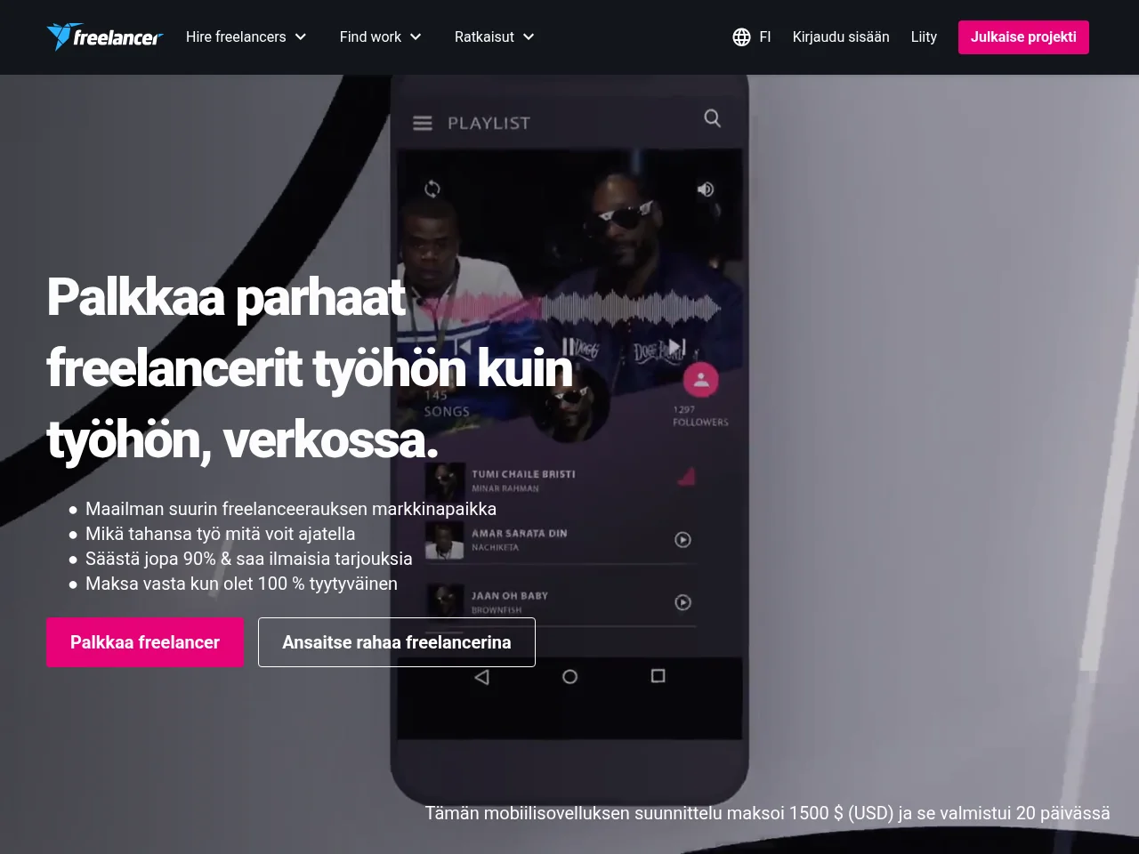 Freelancer screenshot Freelancer website screenshot