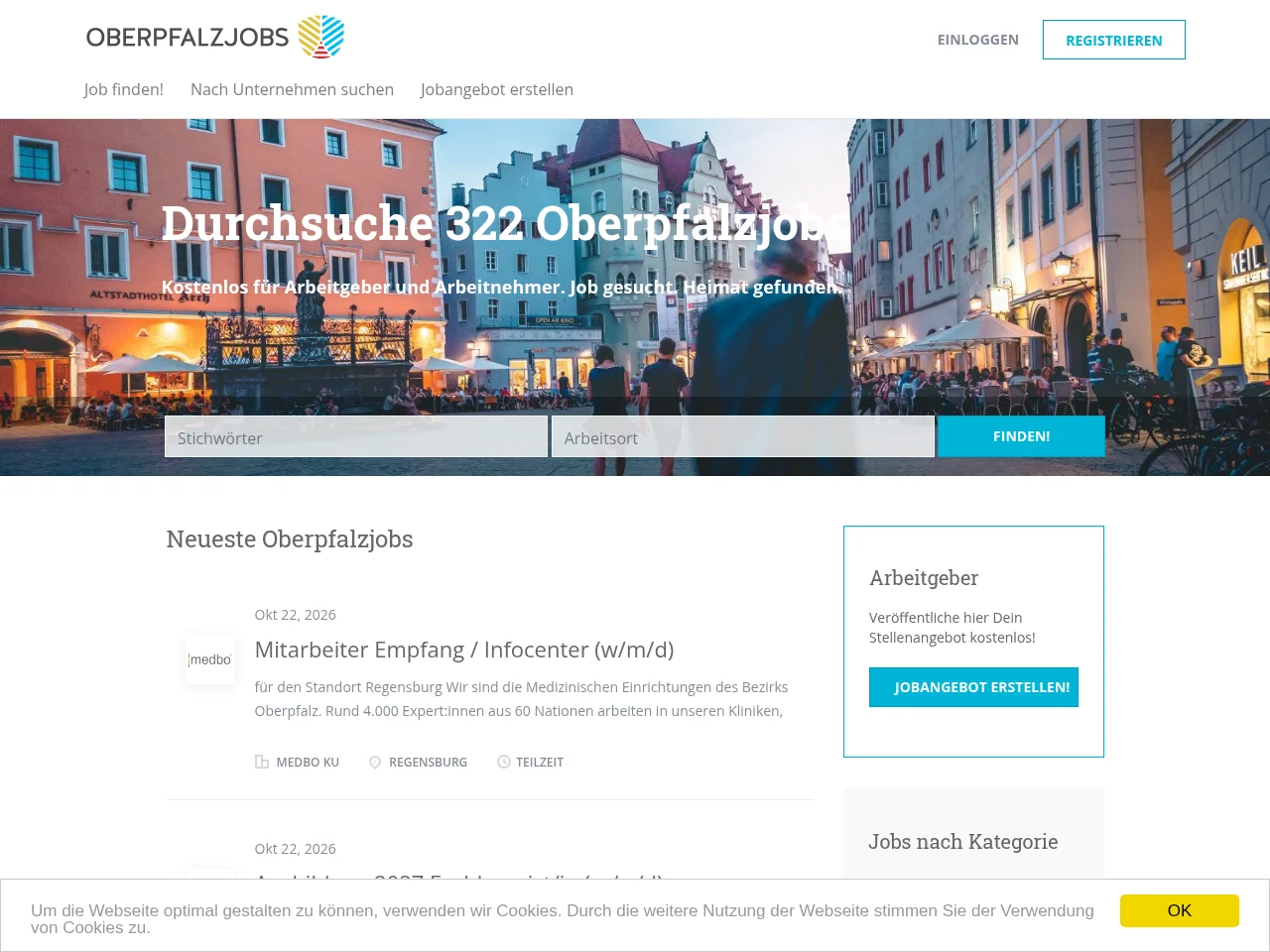 Oberpfalzjobs website screenshot