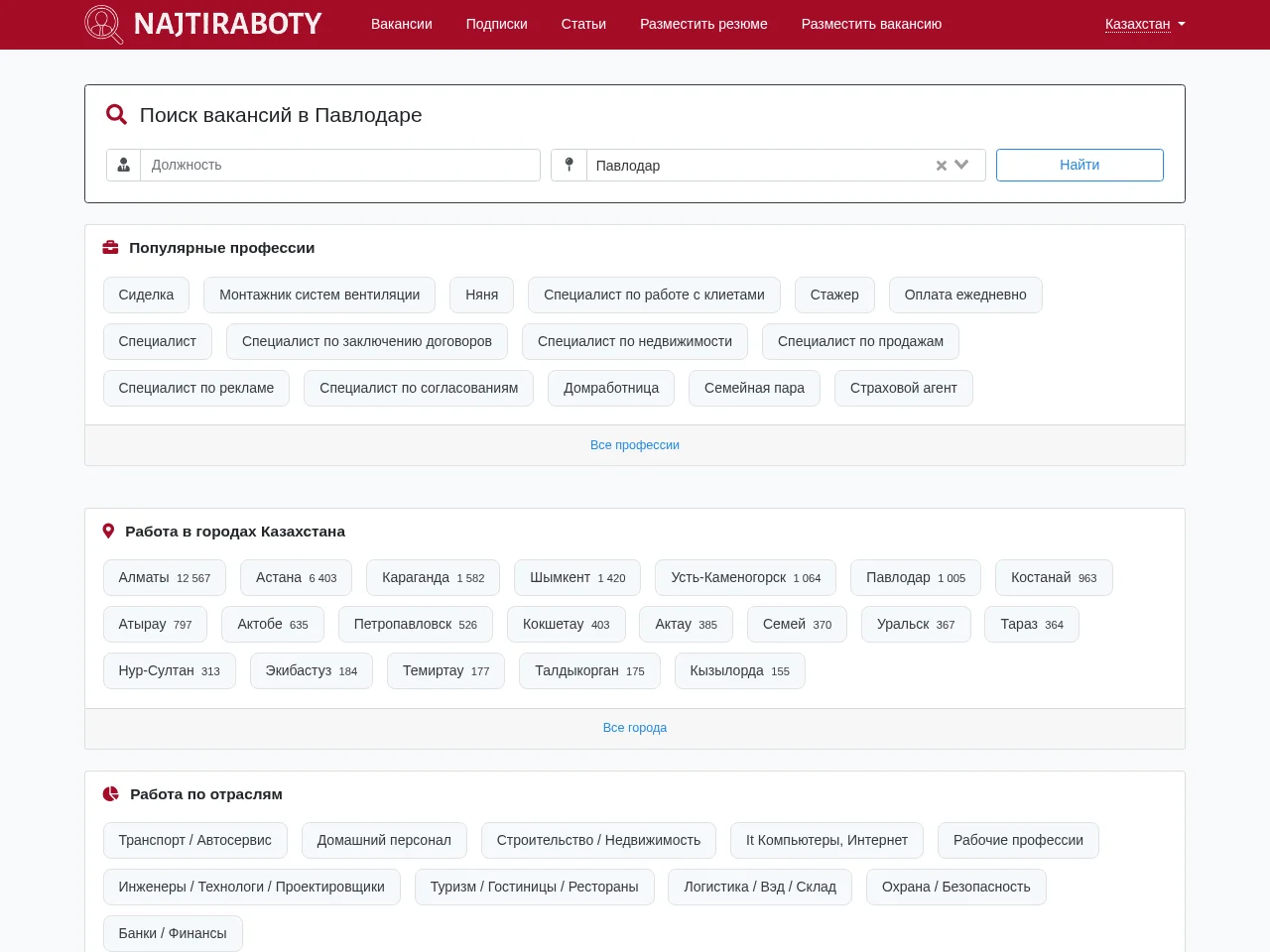 NajtiRaboty — Павлодар screenshot NajtiRaboty — Павлодар website screenshot