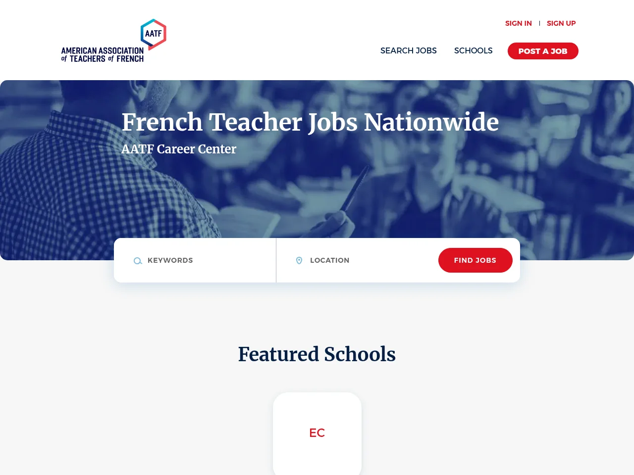 French Teacher Jobs website screenshot