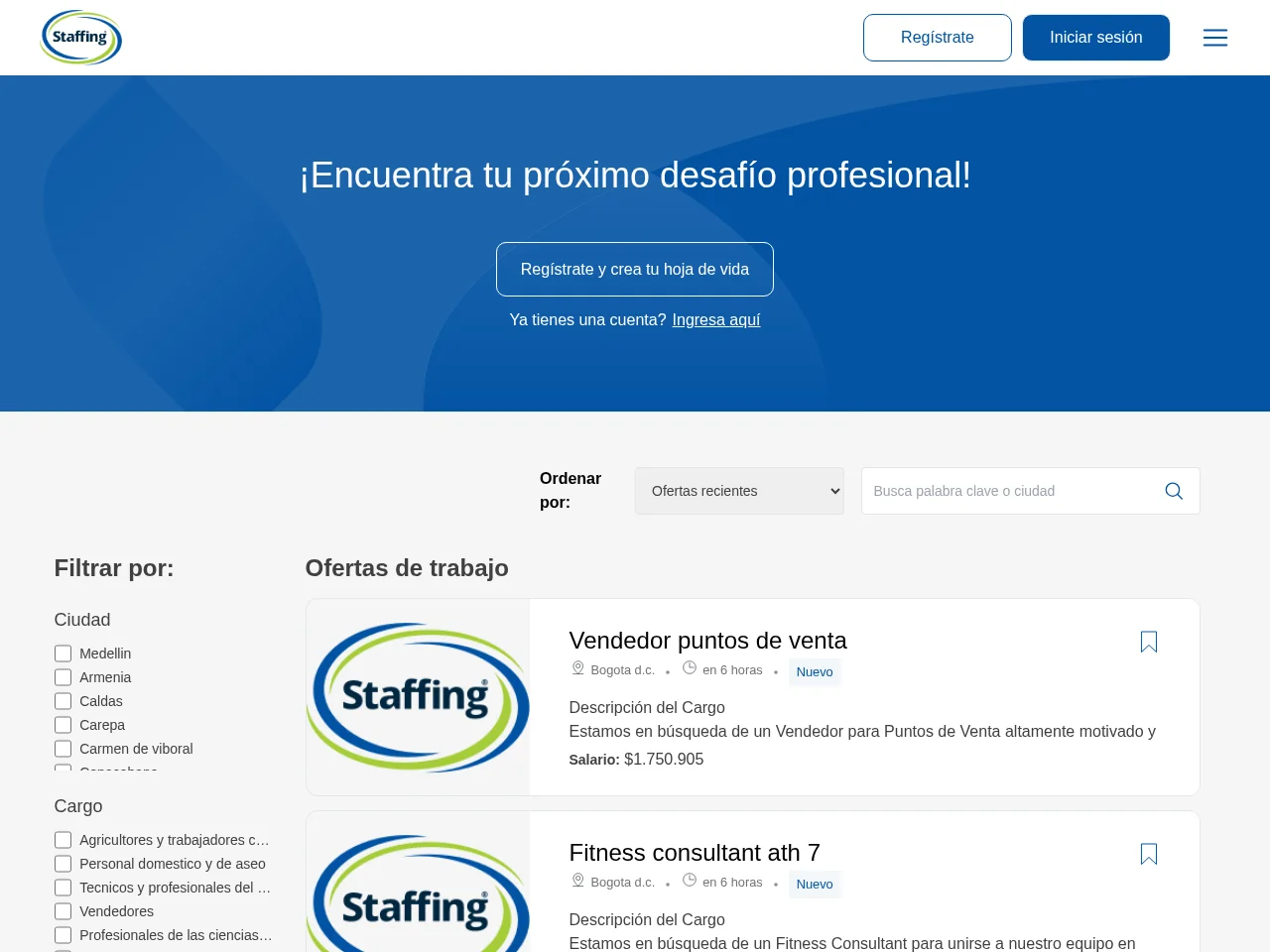 Staffing de Colombia screenshot Staffing de Colombia website screenshot