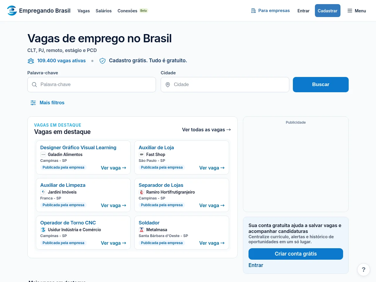 Empregando Brasil website screenshot