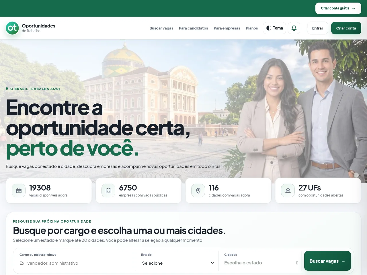 Oportunidades de Trabalho screenshot Oportunidades de Trabalho website screenshot