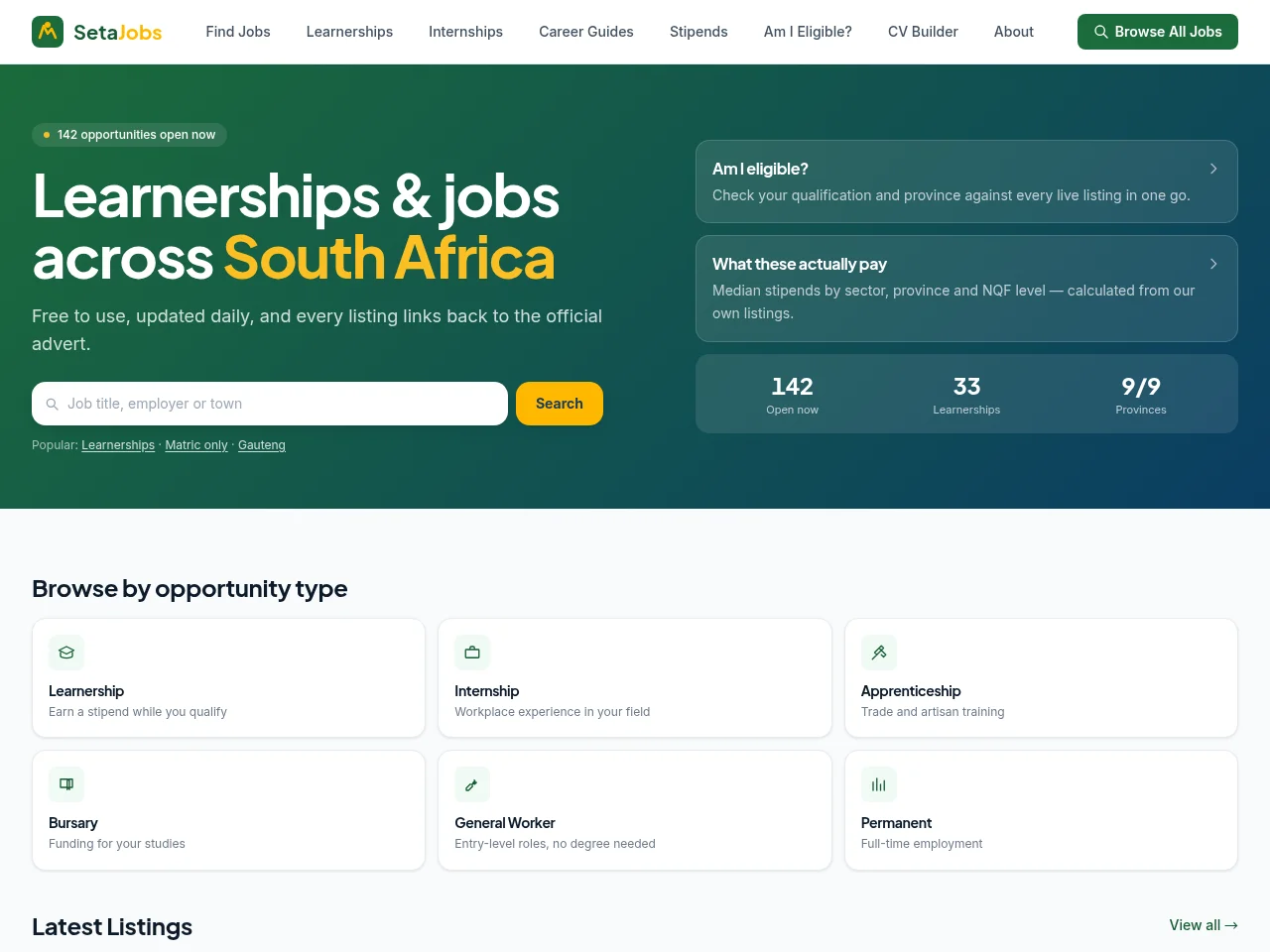SetaJobs screenshot SetaJobs website screenshot