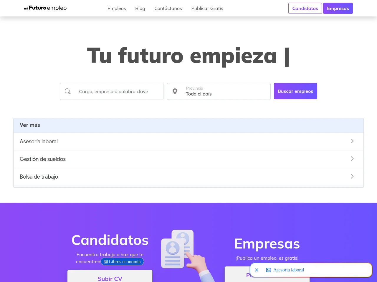 Mi Futuro Empleo website screenshot