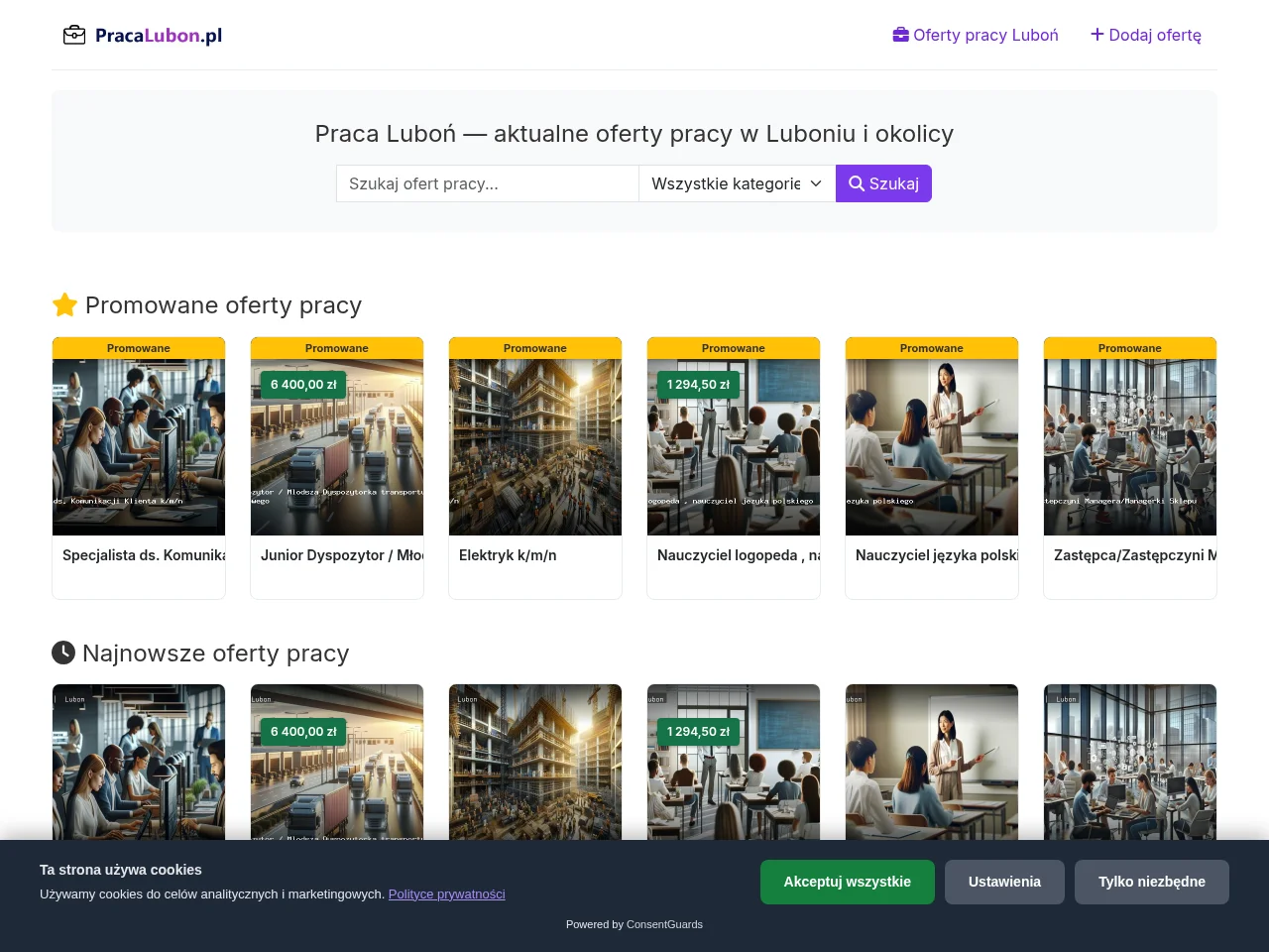 Praca Luboń website screenshot
