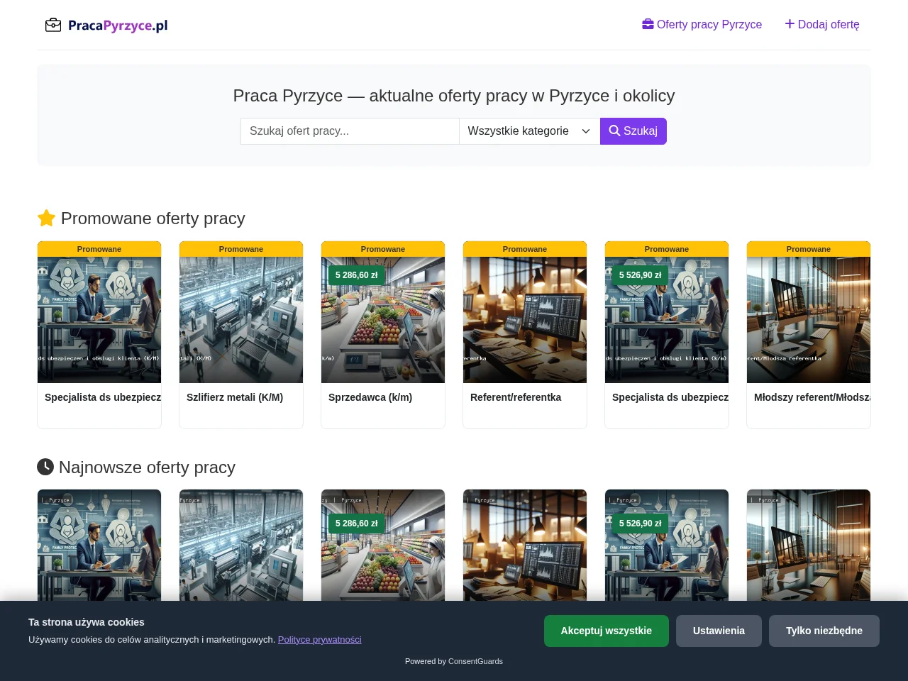 Praca Pyrzyce website screenshot