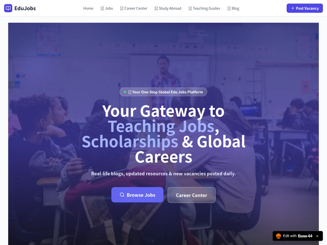 GlobalEduJobs website screenshot