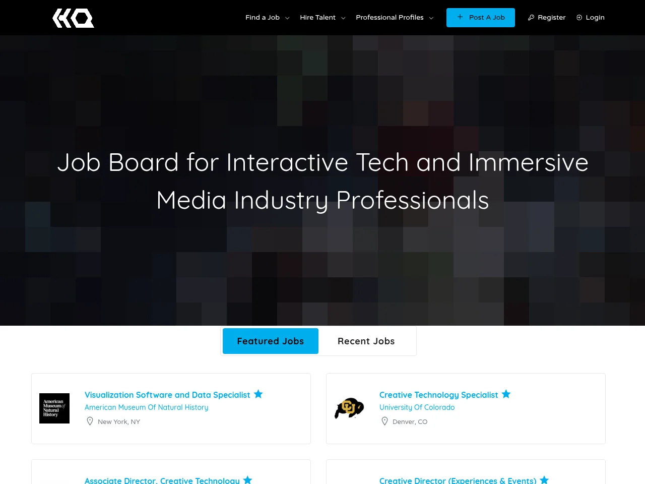 Interactive & Immersive Jobs screenshot Interactive & Immersive Jobs website screenshot