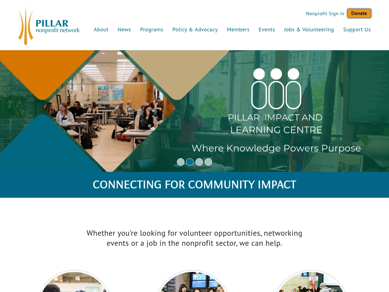 Pillar Nonprofit Network website screenshot