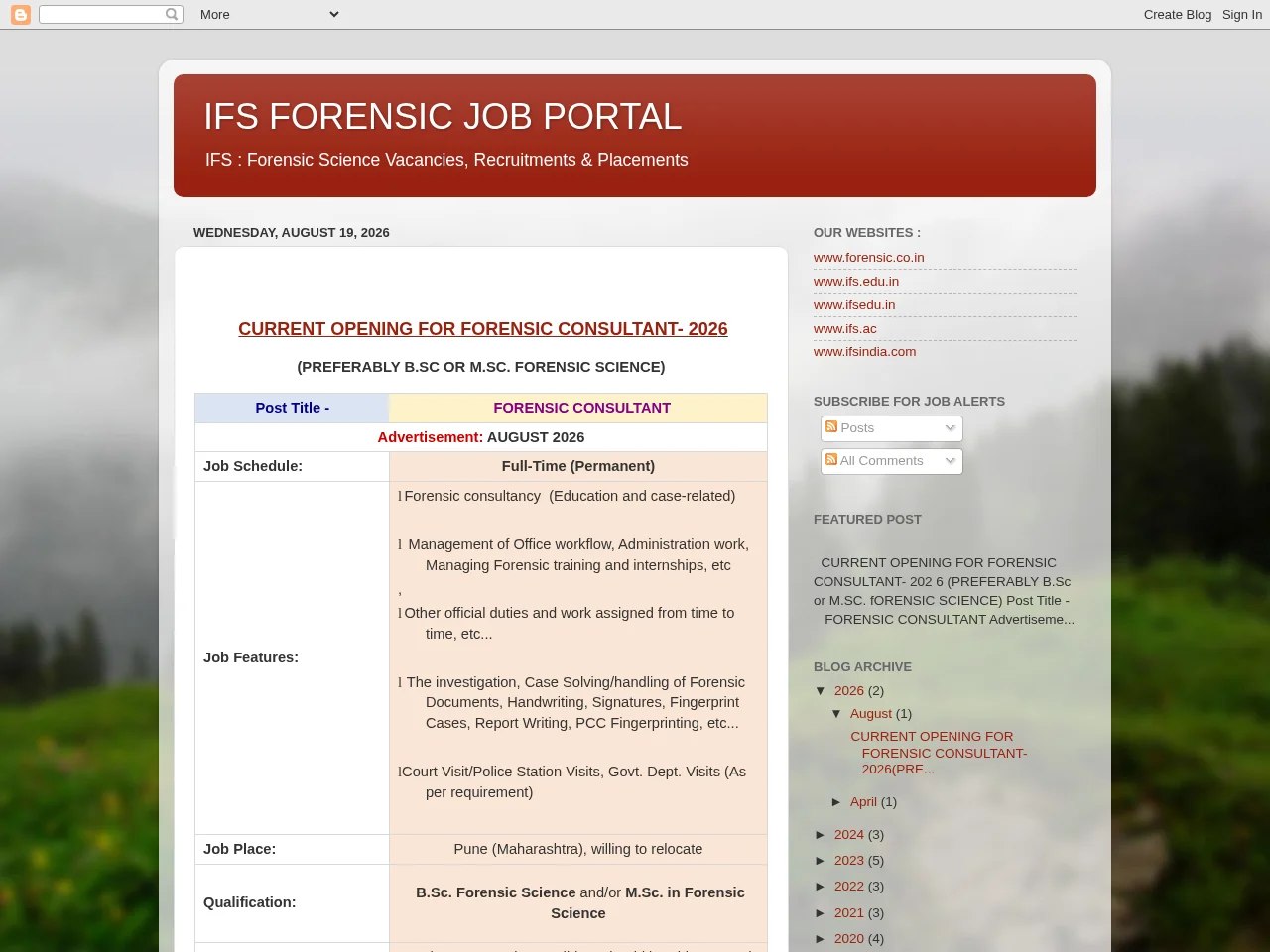 IFS Forensic Job Portal screenshot IFS Forensic Job Portal website screenshot