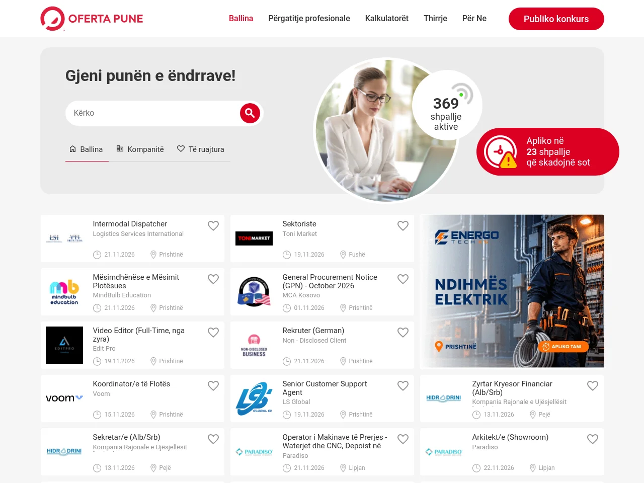Oferta Pune website screenshot